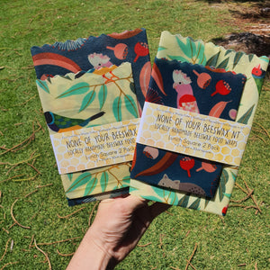 Australian Animals & Flora Square 2 Set Beeswax Wraps (Jocelyn Proust)