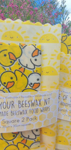 Smiling Suns & Rubber Ducks Square 2 Set Beeswax Wraps