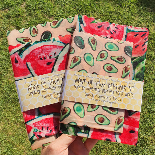 Watermelon & Avo Square 2 Set Beeswax Wraps