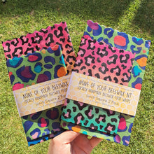 Load image into Gallery viewer, Lisa Frank Style Colourful Cheetah Print Square 2 Set Beeswax Wraps