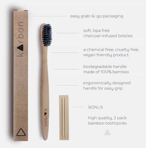 Karbon Toothbrush Charcoal Charcoal Infused Bamboo Toothbrush