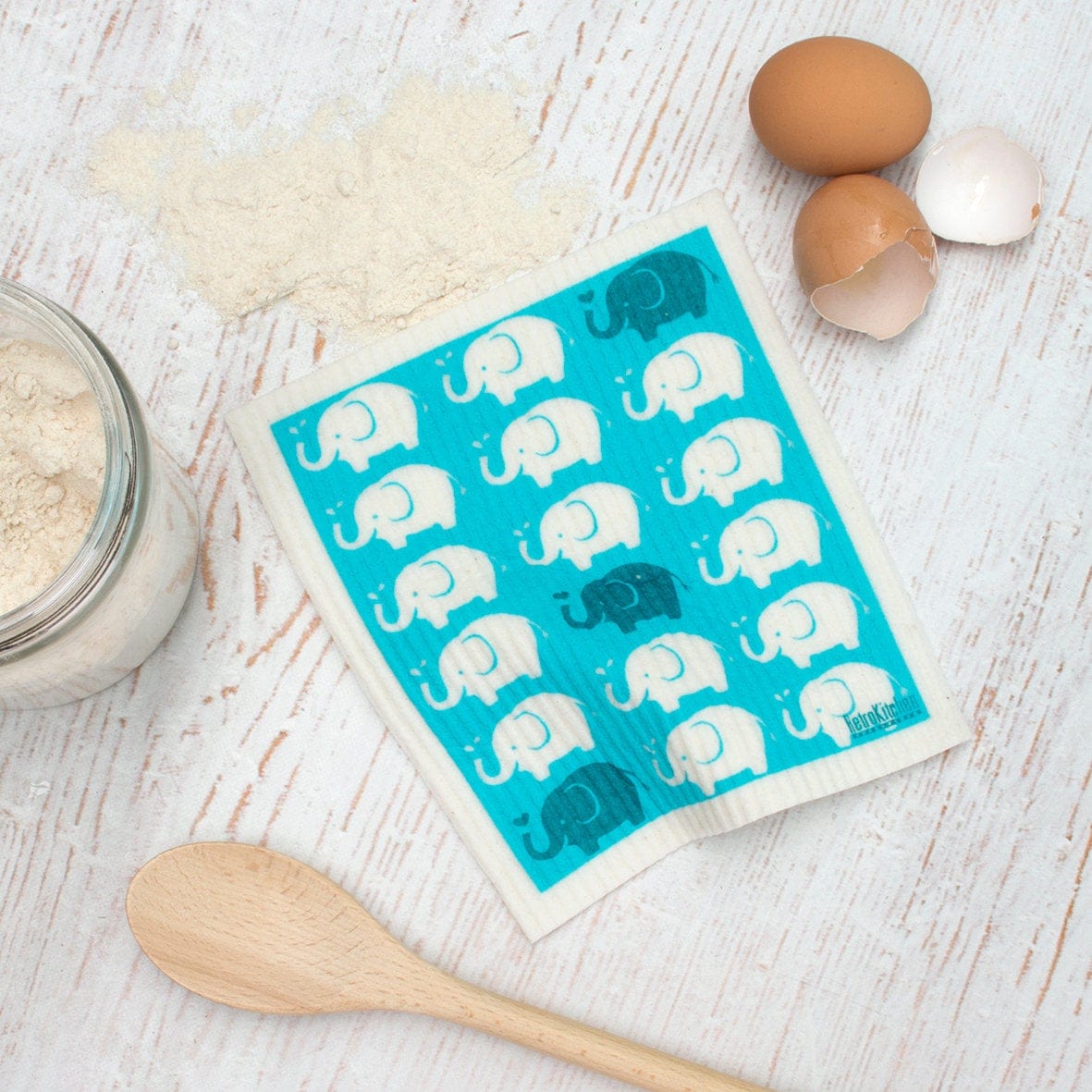 Retro Kitchen Biodegradable Dish Cloth, Retro Kitchen - Elephants
